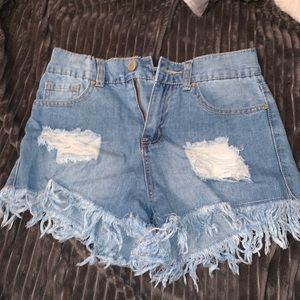 frayed denim shorts